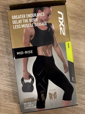 NWT 2XU MCS Force Mid-Rise Compression 3/4 Tights Black  XS $119